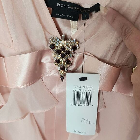 BCBG MaxAzria | NWT Silk Blush Ruffle Dress - Picture 2 of 6